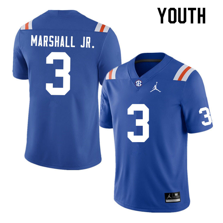 Youth #3 Jason Marshall Jr. Florida Gators College Football Jerseys Sale-Throwback